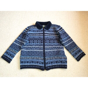 Womens Sweater-ICEWEAR-ICELAND-VINTAGE-blue/gray Nordic 100% wool zip cardigan-M